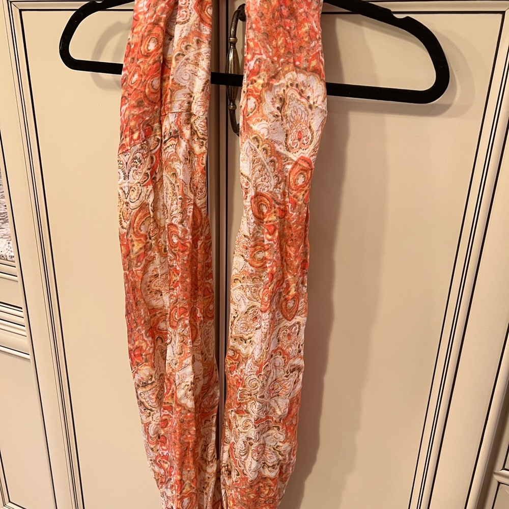 Paisley Print Scarf in Orange and Cream